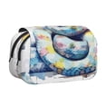 thumbnail image 1 of Sikiie Watercolor Snake Print Flip Double-layer Pencil Case, All-purpose Stationery Bag for Study and Office, Zipper Design, Unisex, 1 of 7
