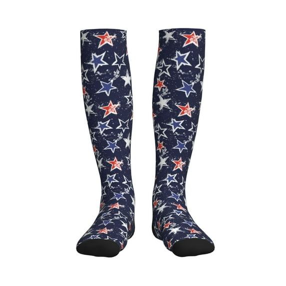 Sikiie Watercolor Stars 1 Pairs Compression Socks for Men and Women 15-20 mmHg Running Support Socks