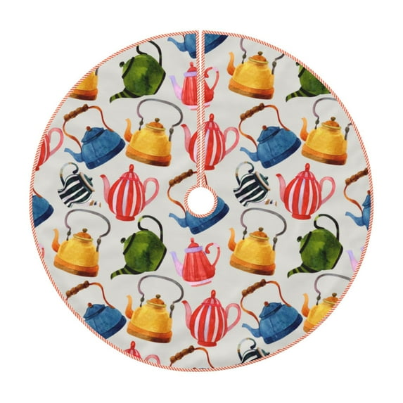 Sikiie Watercolor Teapots Christmas Tree Skirt, Christmas Tree Decorations, Christmas Decor, Tree Mat Decoration(30-48IN)-30"