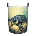 thumbnail image 1 of Sikiie Watercolor Turtle3 Print Round Dirty Clothes Basket, Waterproof Standing Foldable Storage Basket, for Laundry Room, Bedroom, Bathroom Storage-Small, 1 of 6