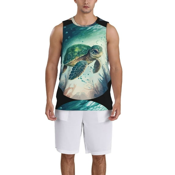 Sikiie Watercolor Turtle5 Basketball Jersey Reversible Men's Mesh Athletic Sports Shirts Training Practice S-4XL4X-Large