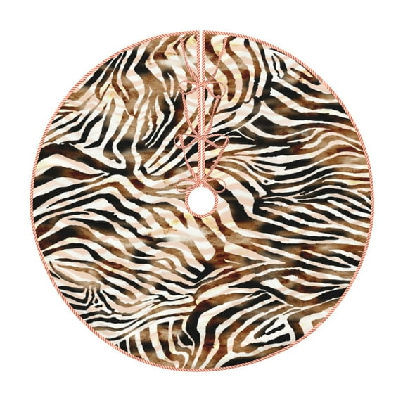 Sikiie Watercolor Zebra Nativity Christmas Tree Skirt, Jesus Christian Winter Holiday Tree Mat Decoration(30-48IN)36"