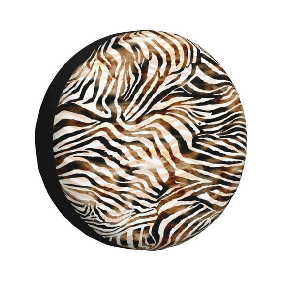 Sikiie Watercolor Zebra PVC Leather Spare Tire Wheel Cover Spare Tire Cover, for Car Truck SUV Camper Trailer Universal Fit(14-17in)-17 inch