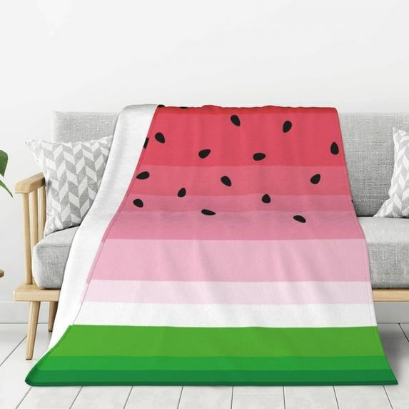 Sikiie Watermelon Cozy Flannel Fleece Throw Blanket: Lightweight & Thick for All Seasons - Perfect for Women, Men, & Kids"60"x50"