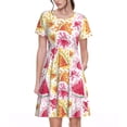 thumbnail image 1 of Sikiie Watermelon Print Women's Short-sleeved Dress, Round Neck Slim Knee-length Dress, Summer Clothing Suitable for Daily Leisure and Vacation, 1 of 6