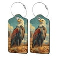 thumbnail image 1 of Sikiie Western Desert Cactus Bald Eagle Luggage Tag for Suitcase Leather Baggage Tag with Stainless Steel Loop Privacy Cover for Women Men Girls-2 PCS, 1 of 5