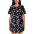 thumbnail image 1 of Sikiie Whales In Space Womens Pajama Sets Short Sleeve Top With Pants Sleepwear 2 Piece Lounge Set-Large, 1 of 6
