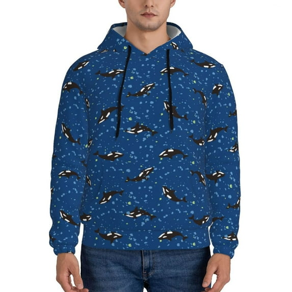 Sikiie Whales Swim Men's Hoodie, Essentials Hoodie, Sweatshirt, Pullover Hooded Sweatshirt for Men-4X-Large
