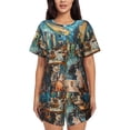 thumbnail image 1 of Sikiie Whimsical Cats Night Cafe Womens Pajama Sets Short Sleeve Top With Pants Sleepwear 2 Piece Lounge Set-3X-Large, 1 of 6