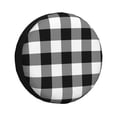 thumbnail image 1 of Sikiie White And Black Plaid PVC Leather Spare Tire Wheel Cover Spare Tire Cover, for Car Truck SUV Camper Trailer Universal Fit(14-17in)-15 inch, 1 of 6