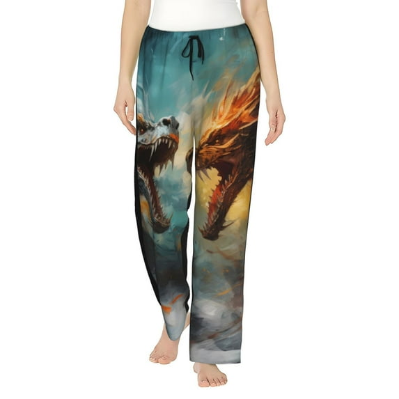 Sikiie White And Red Sketch Dragon Women’s Ultra-Soft Comfy Lounge Pants Sleepwear Comfy Lounge Pants Drawstring Sleep Bottoms with PocketsX-Large