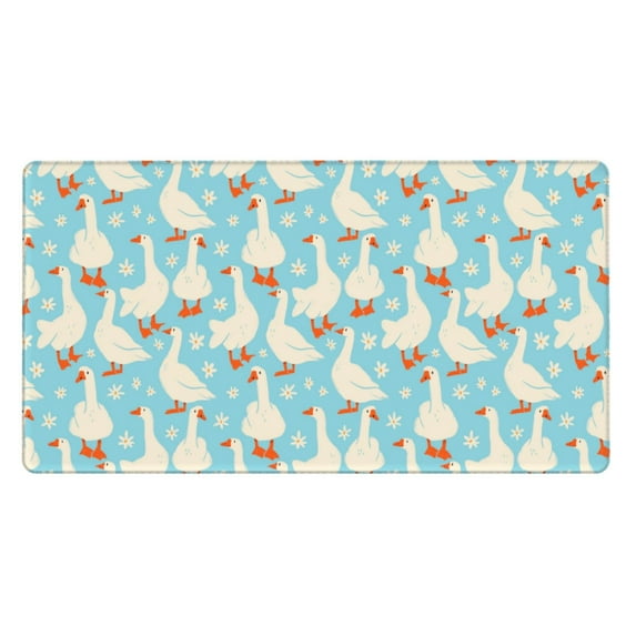 Sikiie White Geese and Flower Mouse Pad, 16x29.5 Mousepad Desk Mat in Anti-Slip Rubber Mousepads Mat for Game Office Laptop Computer