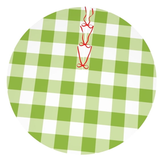 Sikiie White Green Plaid 30-48 inches {designName} Print Christmas Tree Skirt Snowman Xmas Tree Skirt with Edge Christmas Decorations for Holiday Party30"