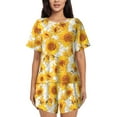 thumbnail image 1 of Sikiie White Marble Pattern Sunflower Womens Pajama Sets Short Sleeve Top With Pants Sleepwear 2 Piece Lounge SetXX-Large, 1 of 6