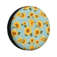 thumbnail image 1 of Sikiie White Polka Dot Sunflower PVC Leather Spare Tire Wheel Cover Spare Tire Cover, for Car Truck SUV Camper Trailer Universal Fit(14-17in)-16 inch, 1 of 6