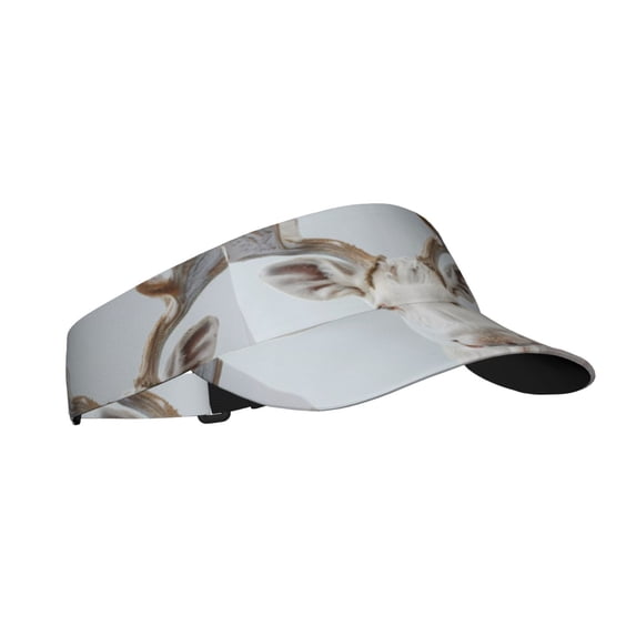 Sikiie White Reindeer Portrait Sun Visor Hat Adjustable Velcro Golf Visor Sports Sunscreen Visor Hat for Outdoor Activities