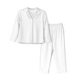 thumbnail image 1 of Sikiie White Women's Long-Sleeve Shirt and Full-Length Bottom Pajama Set (s-xxl)-Small, 1 of 7