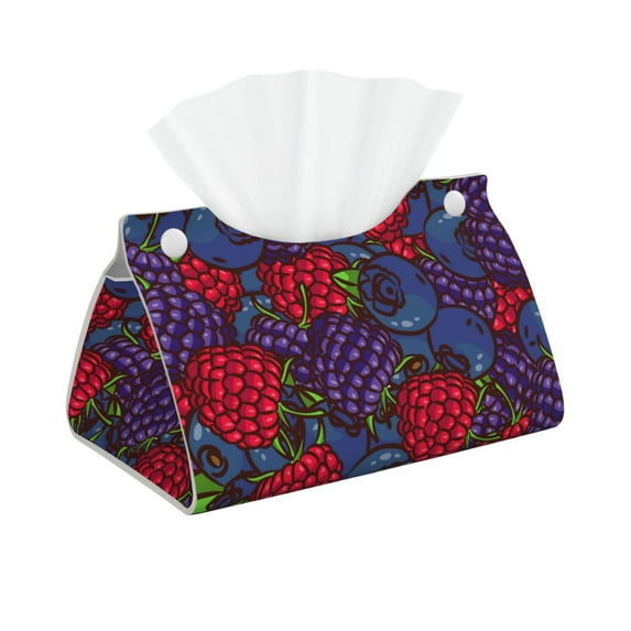 Sikiie Wild Berries Leather Tissue Box Cover Rectangle, Long Tissue Box Cover, Tissue Box Holder, Tissue Holder for Bathroom