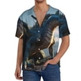 thumbnail image 1 of Sikiie Wild Blue Cool Dragon Men's Wrinkle Free Untucked Cuban Shirt Business Casual Button Down Shirts Short Sleeve ShirtLarge, 1 of 5