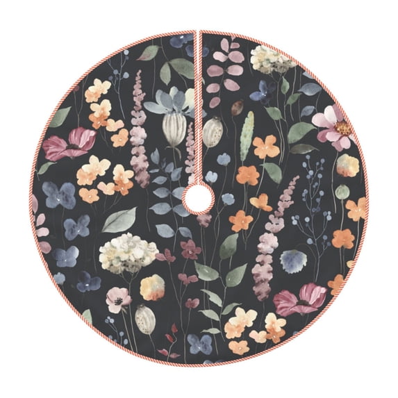 Sikiie Wildflower Watercolor 1 Christmas Tree Skirt, Christmas Tree Decorations, Christmas Decor, Tree Mat Decoration(30-48IN)-48"