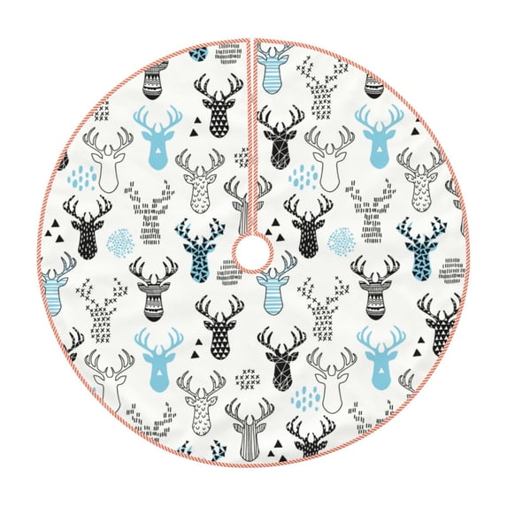 Sikiie Winter Art Blue and Black Moose Christmas Tree Skirt, Christmas Tree Decorations, Christmas Decor, Tree Mat Decoration(30-48IN)-36"