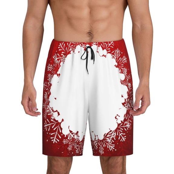 Sikiie Winter Christmas Snowflake Mens Pajama Shorts, Lightweight Lounge Pant with Pockets Soft Sleep Pj Shorts for MenMedium