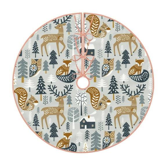 Sikiie Winter Forest Animals Christmas Tree Skirt, Christmas Tree Decorations, Christmas Decor, Tree Mat Decoration(30-48IN)-30"