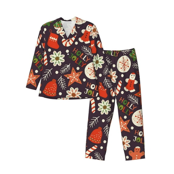 Sikiie Winter Holiday Christmas Mens Pajama Set, Soft Warm Long Sleeve Sleepwear, Cozy Button-Down Pjs for Men-XX-Large