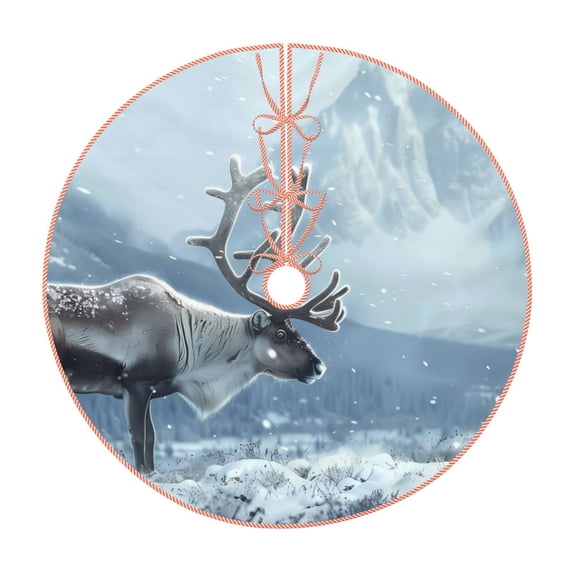 Sikiie Winter Reindeer In Snowy Mountains Christmas Tree Skirt, Christmas Tree Decorations, Christmas Decor, Tree Mat Decoration(30-48IN)-30"