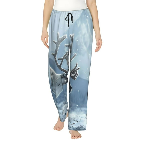 Sikiie Winter Reindeer In Snowy Mountains Women’s Lounge Pants, Lounge Pants Sleep Bottoms, Lounge for Women, Womens Pajama Pants -X-Large