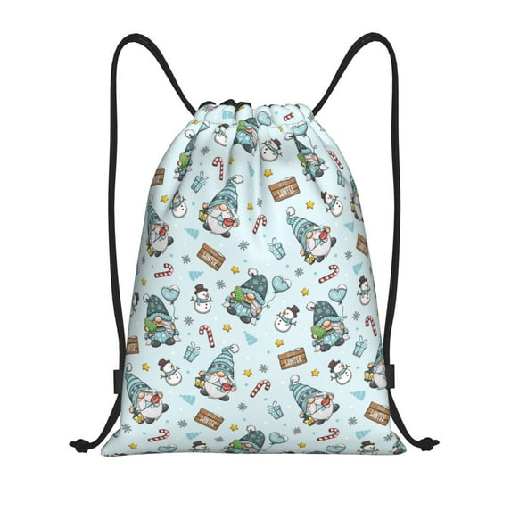 Sikiie Winter Wonderland Light Blue Drawstring Backpack Drawstring Bags, Draw String Back Bag for Sports, Gym, Travel, Swimming, Beach-Medium