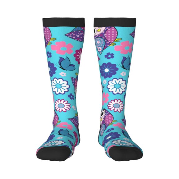 Sikiie Wls And Flowers Knee Socks, High Socks Long Stretchy Sock Women Knee High Stocking, Long Socks for Women