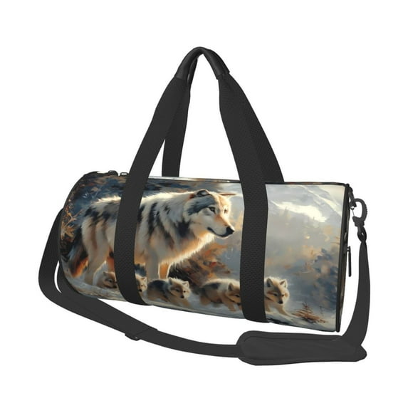 Sikiie Wolf Family Winter Wonderland Duffel Bag, Travel Bag, Sports Gym Bag - Ideal for Sports, Gym, Overnight Stays