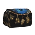 thumbnail image 1 of Sikiie Wolf Head And Dreamcatcher Print Flip Double-layer Pencil Case, All-purpose Stationery Bag for Study and Office, Zipper Design, Unisex, 1 of 7