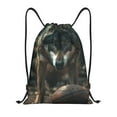 thumbnail image 1 of Sikiie Wolf With Basketball Drawstring Backpack Drawstring Bags, Draw String Back Bag for Sports, Gym, Travel, Swimming, Beach-Small, 1 of 6
