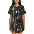 thumbnail image 1 of Sikiie Wolf With Basketball Womens Pajama Sets Short Sleeve Top With Pants Sleepwear 2 Piece Lounge Set-, 1 of 6