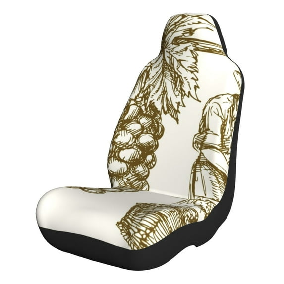 Sikiie Workers Cutting Grapes From Vineyard Car Seat Covers 2PCs Front Car Seat Covers Universal fit for Most Cars SUVs and Trucks-1