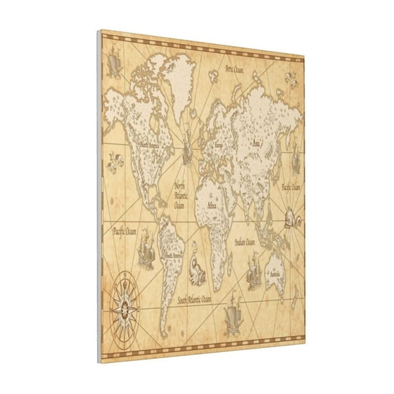 Sikiie World Map Print Canvas Decorative Hanging Painting, Anti-shrinkage Hanging Frame, Suitable for Home, Office Wall Decorations