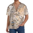 thumbnail image 1 of Sikiie World Map With Animals Men's Cuban Shirt, Hawaiian Shirts, Business Casual Button Down Shirts, Short Sleeve Shirt-Medium, 1 of 5