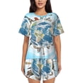 thumbnail image 1 of Sikiie World Travel Womens Pajama Sets Short Sleeve Top With Pants Sleepwear 2 Piece Lounge Set4X-Large, 1 of 6