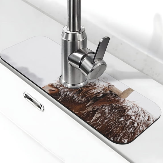 Sikiie Yak Splash Guard for Sink Faucet-1 PC Super Absorbent Fast Drying Mat Sink Gadgets-Splash Guard for Kitchen, Sink Mat