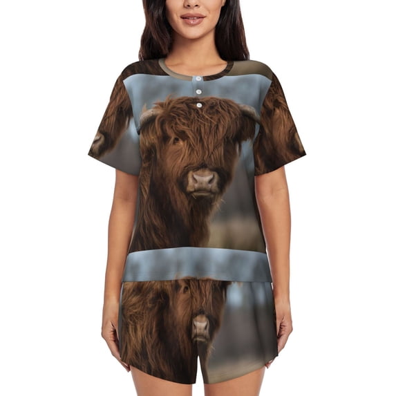 Sikiie Yak Womens Pajama Sets Short Sleeve Top With Pants Sleepwear 2 Piece Lounge Set3X-Large
