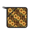 thumbnail image 1 of Sikiie Yellow Black Plaid Sunflower Pot Holders Kitchen Insulation Mats Heat Resistant Pot-Holder Oven Anti-Scald Pads for Cooking Baking, 7.1*7.1inch, 1 of 8