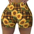 thumbnail image 1 of Sikiie Yellow Black Plaid Sunflower Print Workout Shorts Women Scrunch Butt Gym Shorts Seamless High Waist Tummy Control Yoga Biker Athletic Shorts, 1 of 5