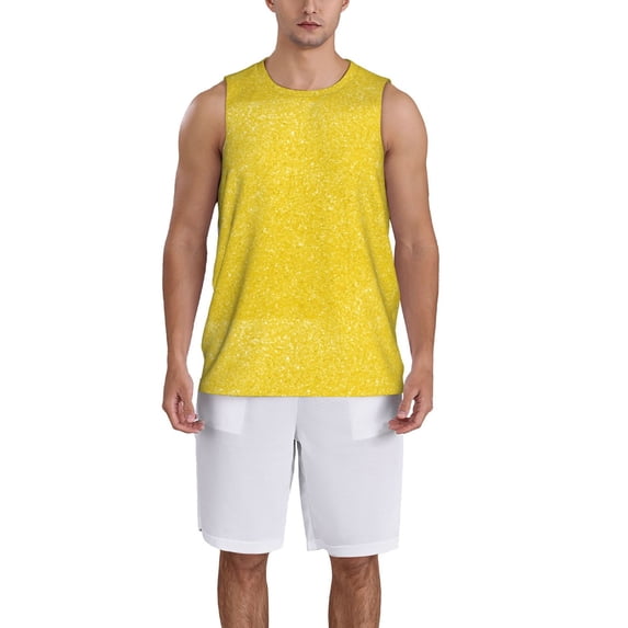 Sikiie Yellow Glitter Basketball Jersey Reversible Men's Mesh Athletic Sports Shirts Training Practice S-4XLLarge