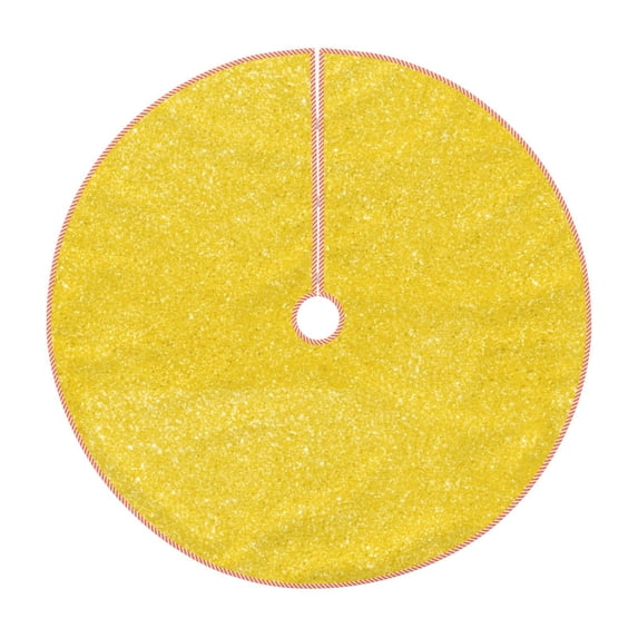 Sikiie Yellow Glitter Nativity Christmas Tree Skirt, Jesus Christian Winter Holiday Tree Mat Decoration(30-48IN)30"