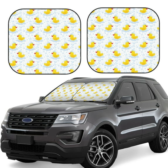 Sikiie Yellow Rubber Duck Print Foldable Car Windshield Sun Visor, Car Window Sunshade Suitable for Sedan, SUV and Truck Car Accessories-Small