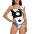thumbnail image 1 of Sikiie Yin And Yang Print Women One Piece Swimsuits Tummy Control One Shoulder Bathing Suits Ruffle Swimwear, From S to XXL-X-Large, 1 of 6