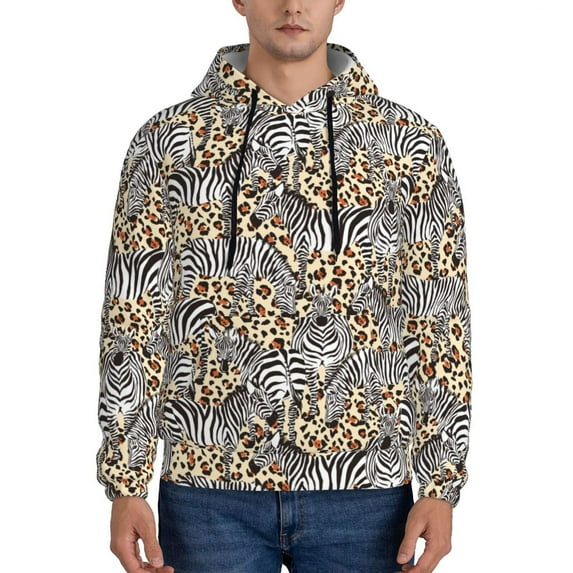 Sikiie Zebra Men's Hoodie, Essentials Hoodie, Sweatshirt, Pullover Hooded Sweatshirt for Men-Small
