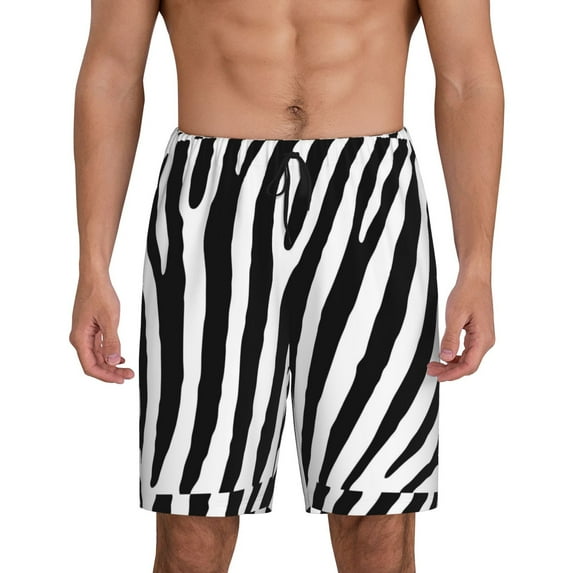 Sikiie Zebra Mens Pajama Shorts, Lightweight Lounge Pant with Pockets Soft Sleep Pj Shorts for MenX-Large